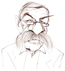 Günter Grass, German novelist, poet, playwright and artist; caricature by Neale Osborne